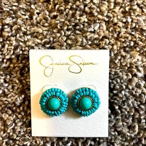 Jessica Simpson BRAND NEW Round Turquoise with gold accent post earrings.